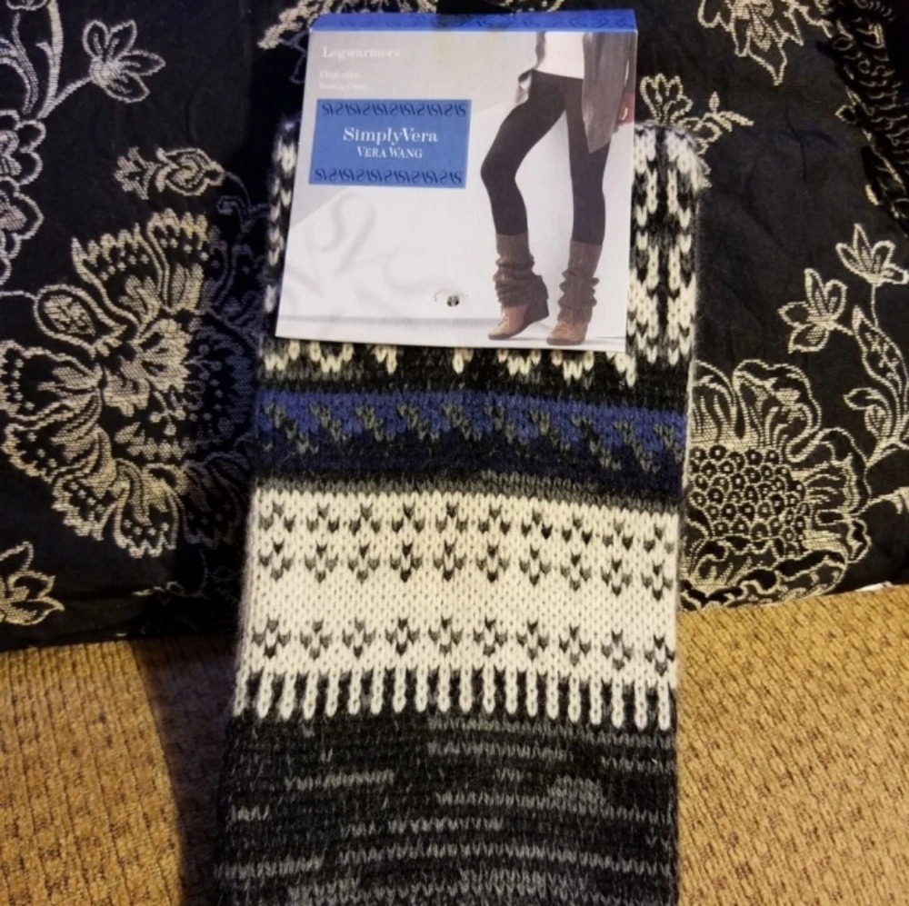 Simply Vera Wang Legwarmers NWT Black, Blue, White